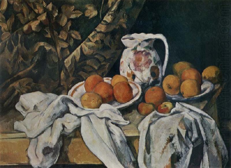 Still life with curtain, Paul Cezanne